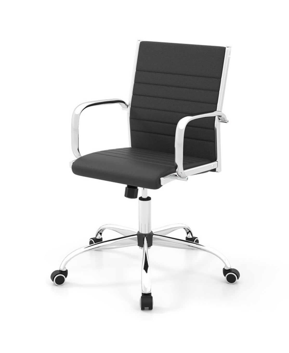 Sugift Height Adjustable Office Chair Conference Room Chair with Rocking Backrest and Armrests - Black
