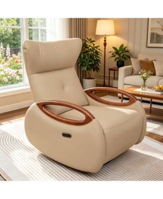 Power Technical leather Metal Base Recliner with 260degree Swivel and Rocking