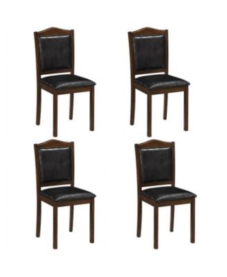 Set of 4 Farmhouse Dining Chairs Upholstered in Faux Leather