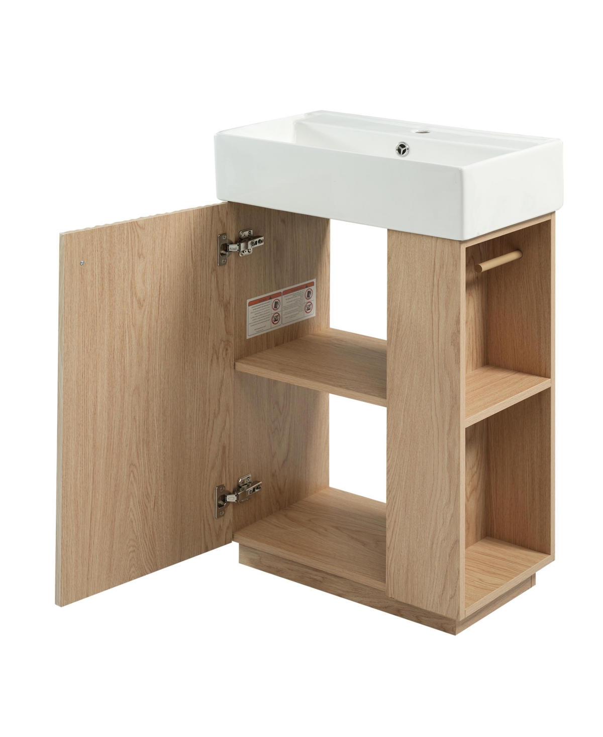 Sillysis 22 Inch Freestanding Bathroom Vanity, Mdf Cabinet, Ceramic Integrated Sink, Right Side Open Storage, Assembly Required - Wood