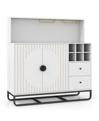 Fluted Home Bar Cabinet Featuring Wine and Glass Storage