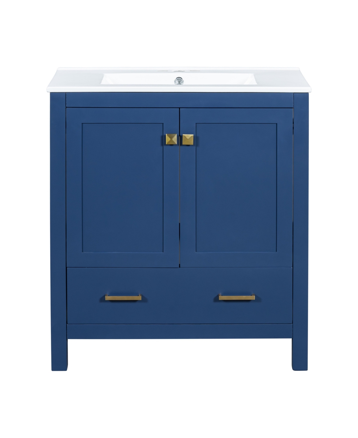 Sillysis 30 Inch Freestanding Bathroom Vanity Mdf Cabinet with Solid Wood Frame, Ceramic Integrated Sink, Removable Drawer Dividers, Assembly Required