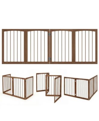 83 Inch L x 30 Inch H Dog Gate 4-Panel Wooden Pet Fence for Indoor
