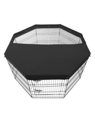 8-Piece 30in H x 24in W Foldable Metal Dog Playpen with Door and Oxford Fabric Top Cover for Pets