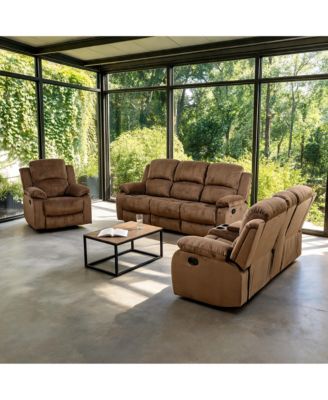 Intelligent Recliner Sofa Set with Storage and Reversible Coffee Table, 110-115degree(s) Adjustable Couch for Living Room