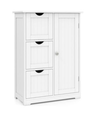 Bathroom Floor Side Storage Cabinet with 3 Drawers and 1 Cupboard