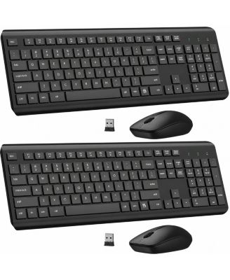 Ergonomic Wireless Full-Size Keyboard and Mouse Combo, 2-Piece Set for PC/Mac
