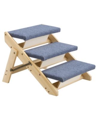 3-Step Wood Pet Stairs for Beds Sofa Cars with 150lbs Load Capacity Foldable Flat for Cats Dogs