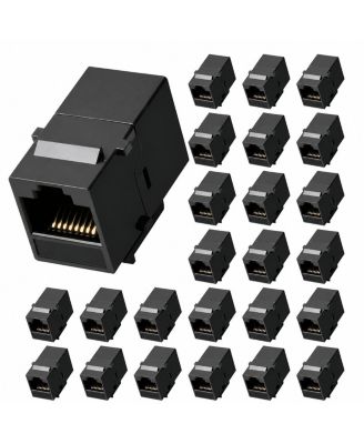 Cat6 RJ45 Keystone Coupler 1000Mbps Ethernet Adapter, Compatible with CAT6/CAT5E/CAT5, 25-Pack