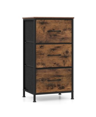 Dresser Nightstand with Roomy Fabric Drawers for Bedroom Storage Cabinet with Metal Frame