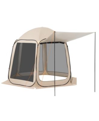 4 to 8 Person Pop Up Screen House Tent with Extended Awning