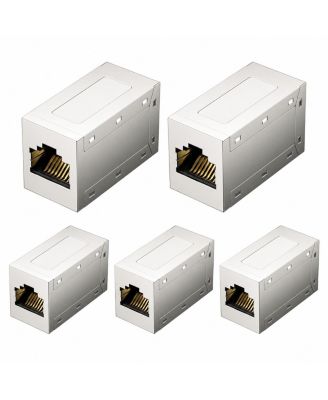 10Gbps Shielded RJ45 Female-to-Female Ethernet Coupler, Compatible with Cat6, Cat5e, Cat5, 5-Pack
