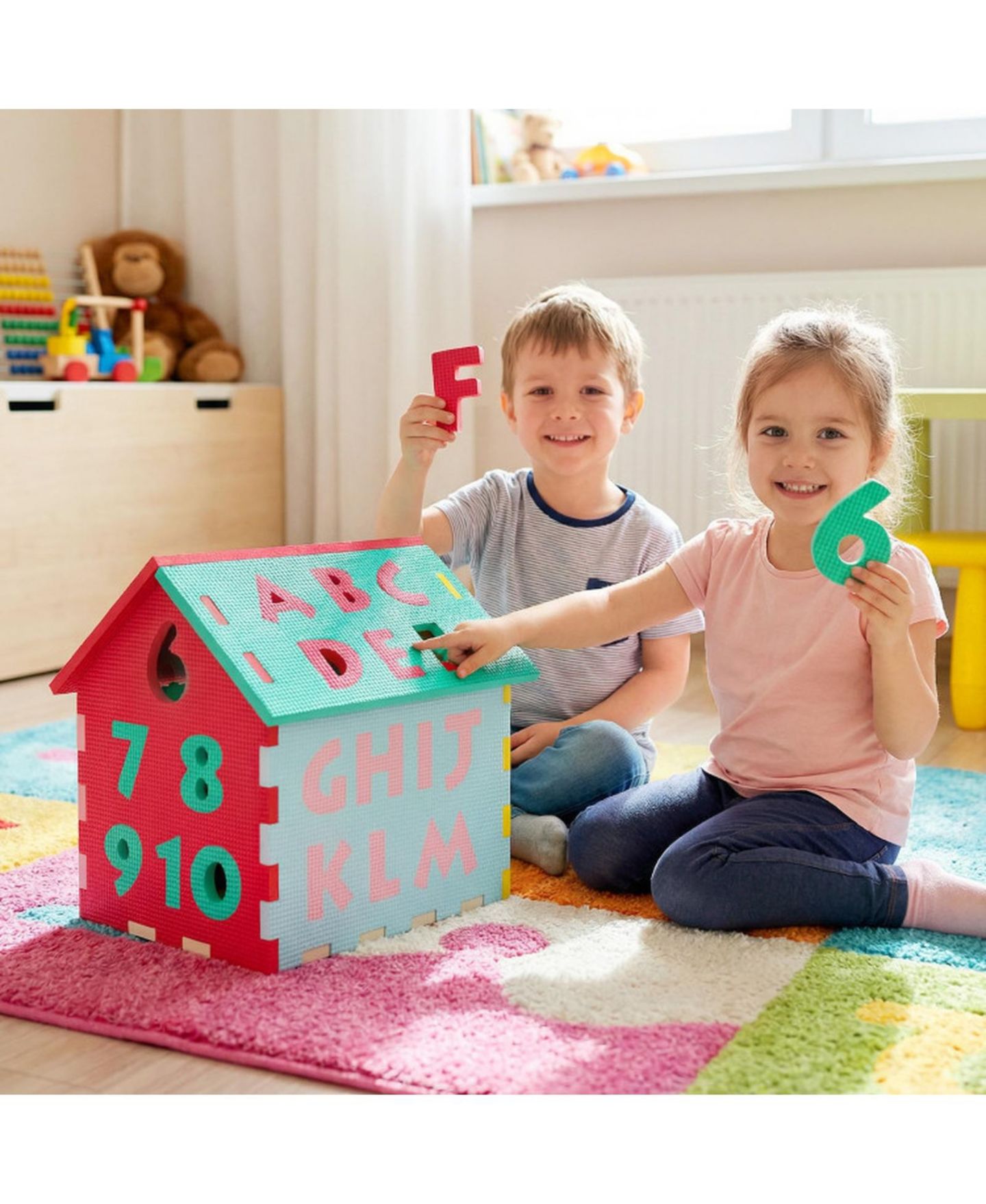 Детские игрушки HONGGE Playhouse Interlocking 7-Piece Play Mat Set, Ages 3+, цвет: Assorted Panel Colors — фото 5
