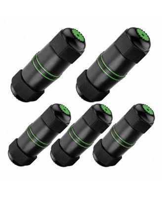 IP68 Waterproof RJ45 Coupler for Cat6, Cat5, Cat5e Cables, 5-Pack
