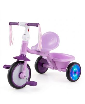 Foldable Toddler Tricycle with Light Up Wheels, 55 lbs. Capacity, Ages 2-5