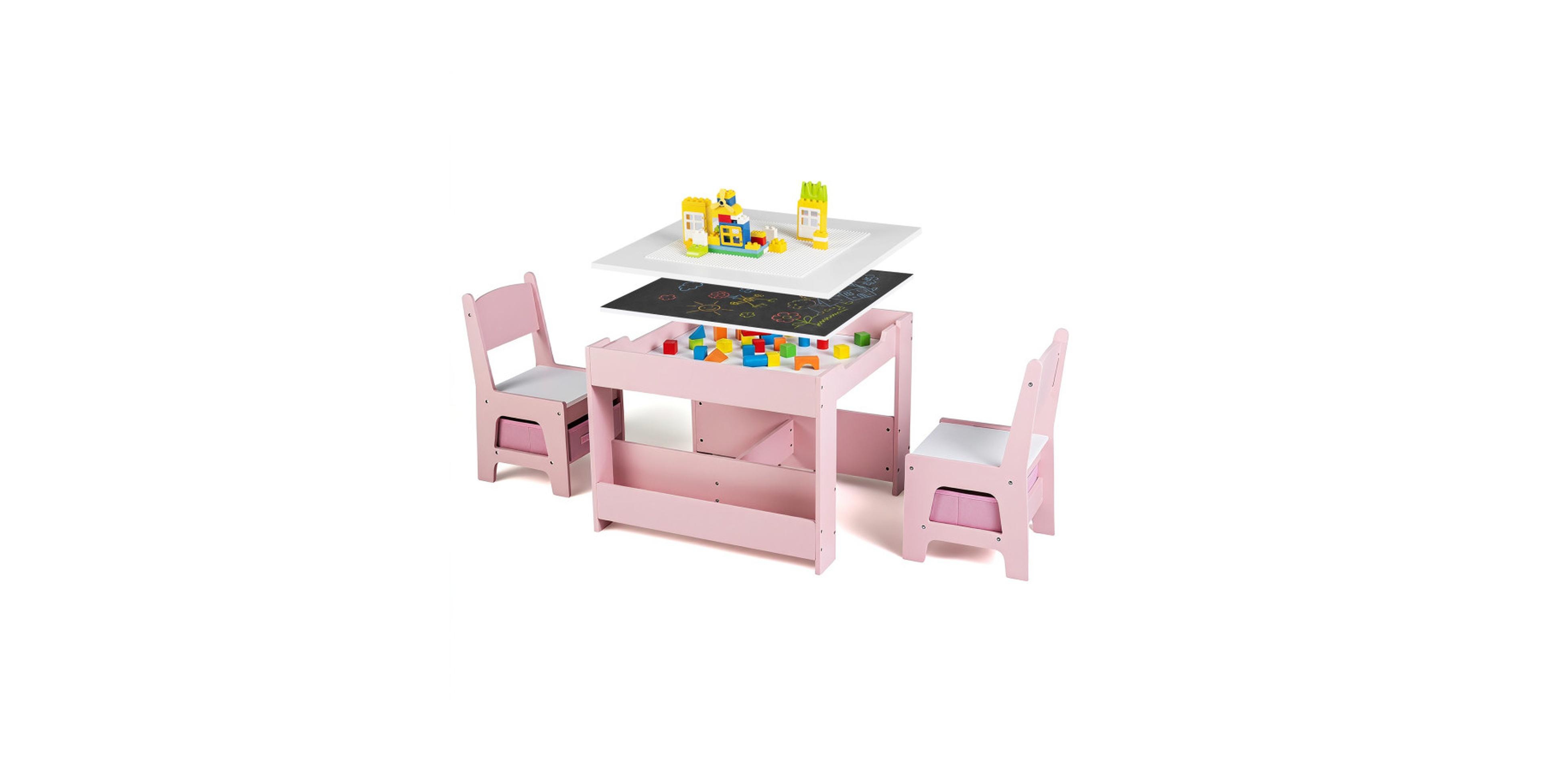 Gouun 4-in-1 Kids Activity Table Set Featuring Building Block Board