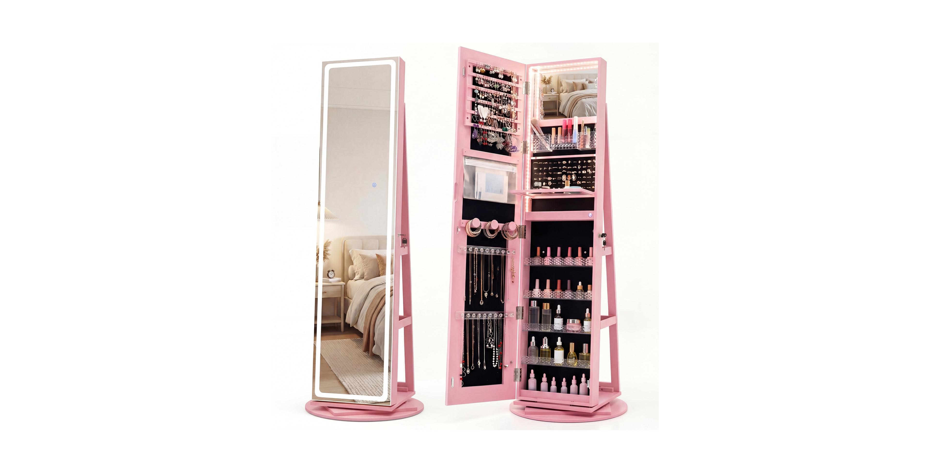 Sugift Standing Jewelry Cabinet with Adjustable Led Lights