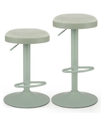 Swivel Adjustable Fabric Bar Stools Set of 2 with Footrest