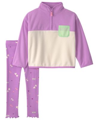Toddler Girls' 2T-5T Heart-Print Fleece Long-Sleeve Top and Pants, 2-Piece Set
