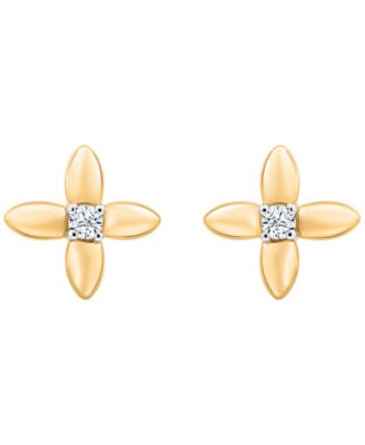 Macy's Diamond Flower Earrings (1/20 ct. t.w.) in 10k Yellow Gold