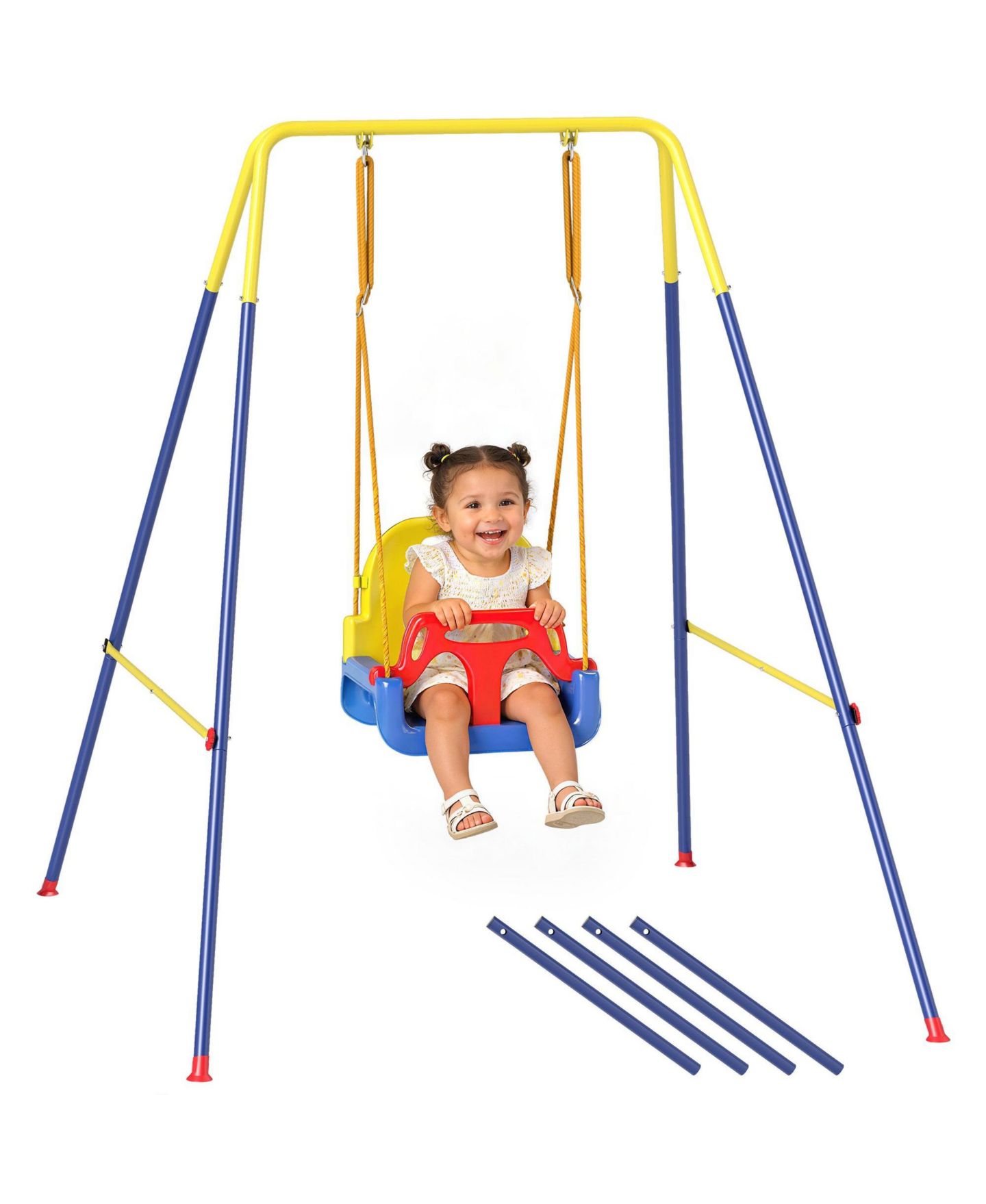 Детские игрушки SEVORLEY Kids' Swing Set with Folding Design & Seat Restraint, Ages 9-36 Months, цвет: Синий — фото 4