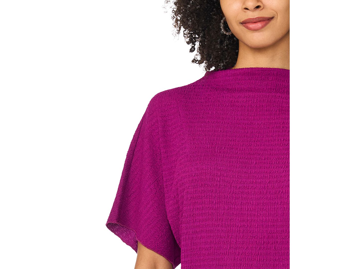 Женский топ Vince Camuto Textured High Neck Wide Sleeve, цвет: Фуксия — фото 3