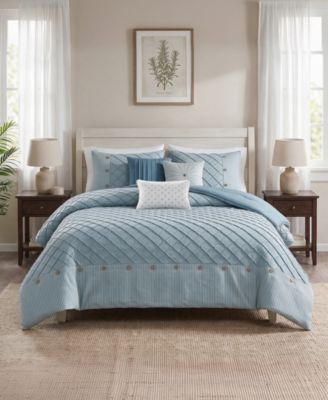 Ethan Woven Pleated Stripe 6-Piece Comforter Set, King