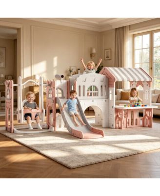 9 in 1 Toddler Slide and Swing Playset Multi-Activity Play Center, Ages 1-3