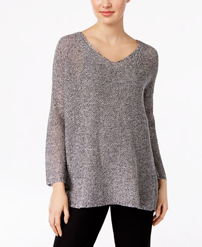 Eileen Fisher Organic Linen V-Neck Sweater