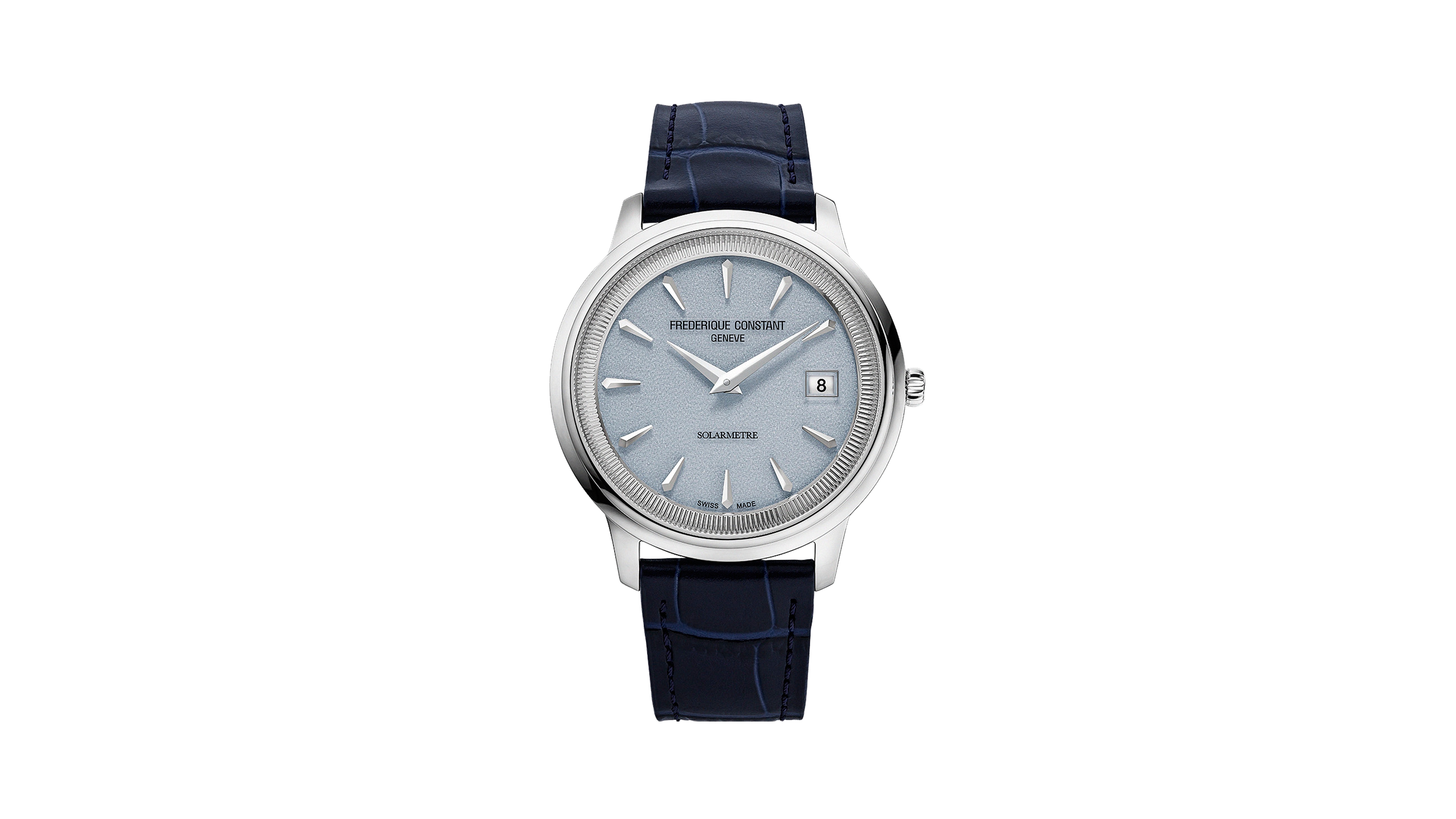 Frederique Constant Unisex Quartz Moneta Sapphire Crystal Navy Leather Watch 39mm