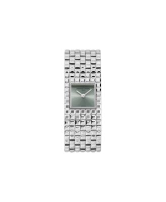 Women's Swiss Quartz Manchette Green Dial Silver-Tone Stainless Steel Bracelet Watch 25.7mm