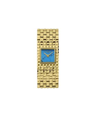 Women's Swiss Quartz Turquoise-Dial Gold-Tone Stainless Steel Bracelet Watch 25.7mm
