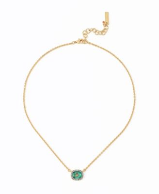 Glass Crystal Gold-Tone Eagle Square Necklace