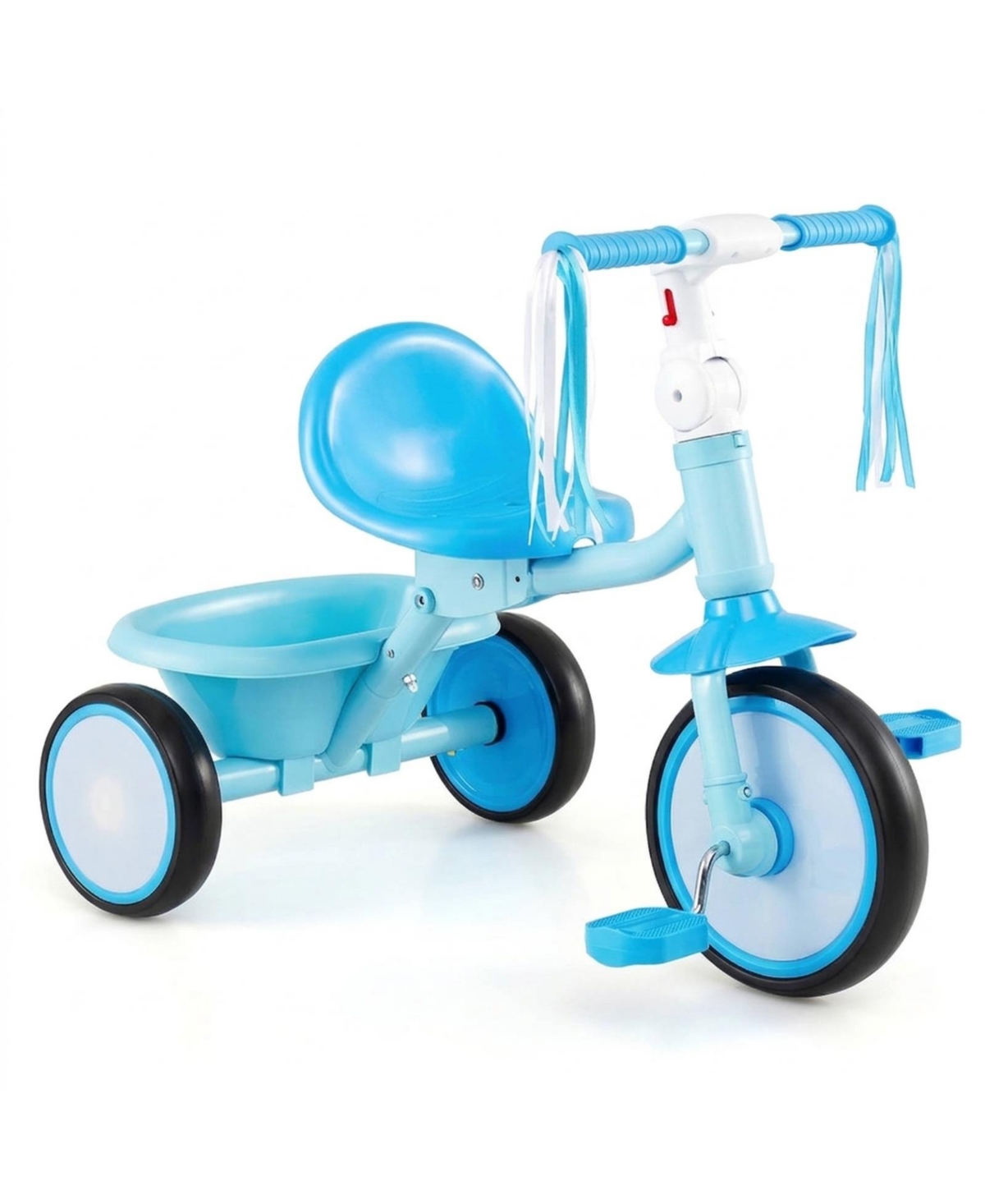 Sugift Foldable Toddler Tricycle with Light-Up Wheels and Basket for 2-5 Year Old