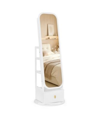 360-Degree Swivel Jewelry Armoire with Full-Length Mirror