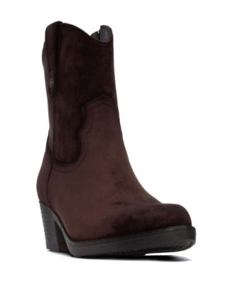 Women's Suede Western Almond-Toe Ankle Booties