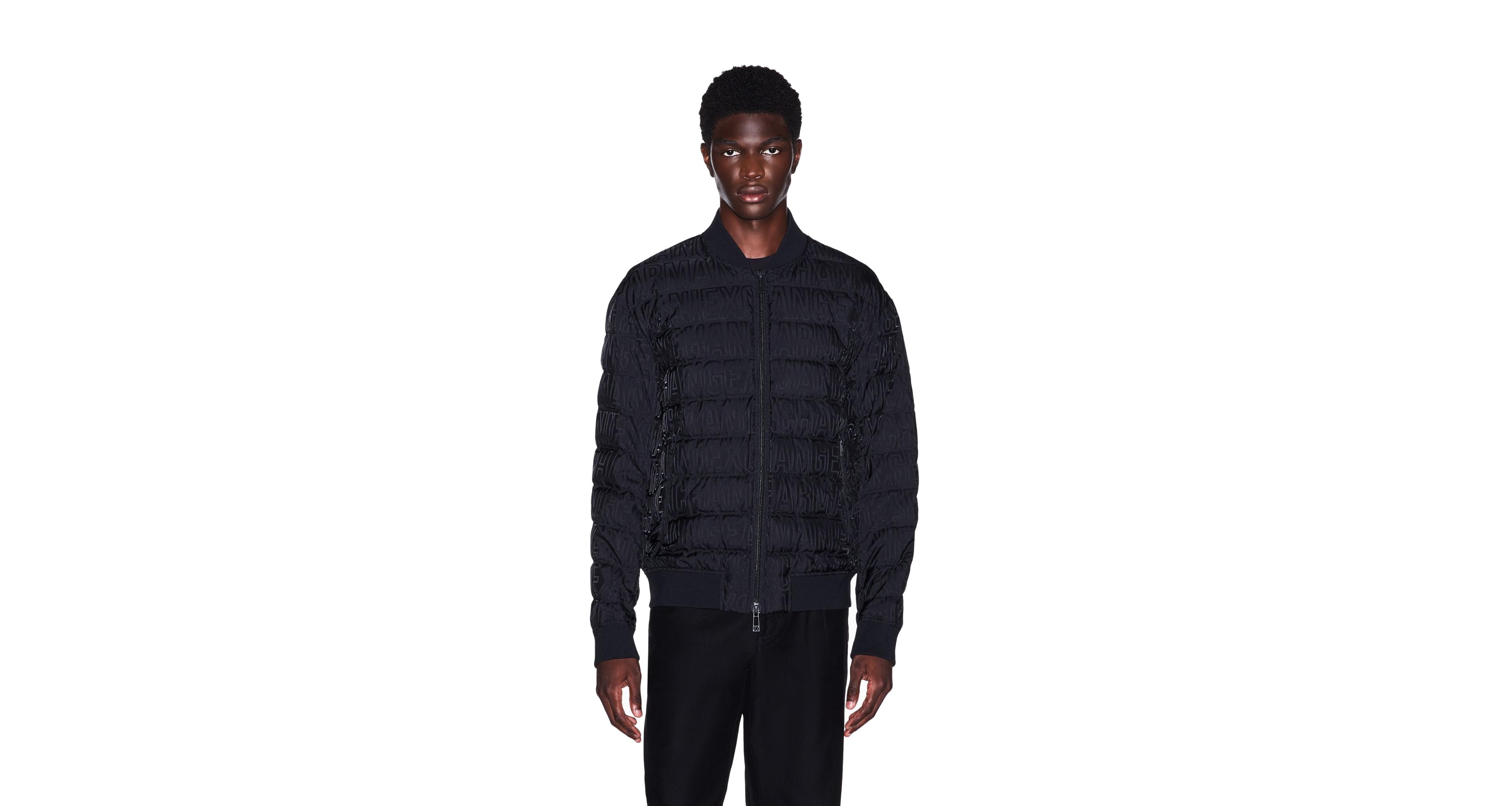 A|X Armani Exchange Men's Jacquard All Over Logo Puffer Jacket