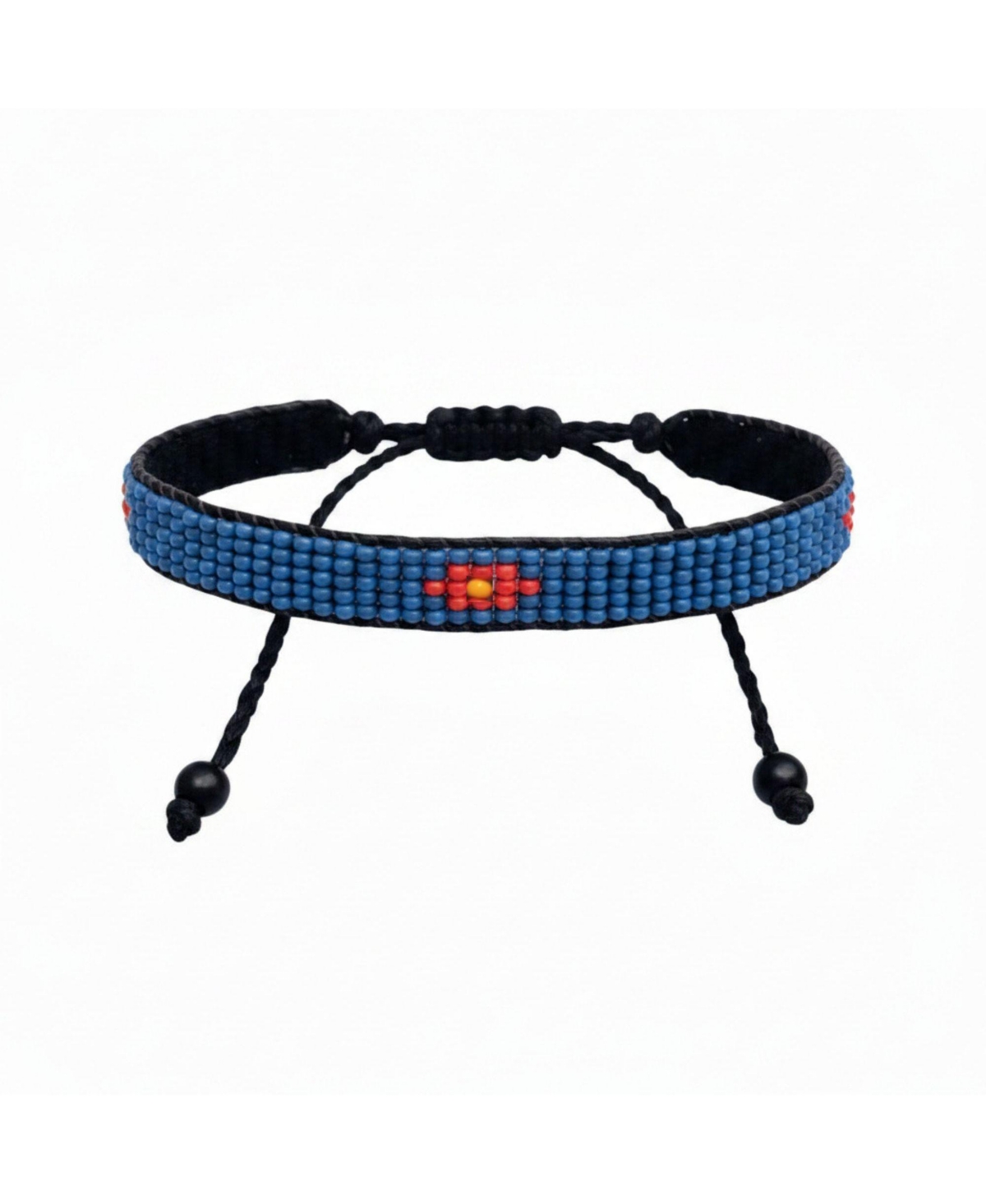 Sawa Sawa Summer Warmth Bracelet in Red with Orange flower with Blue Accents