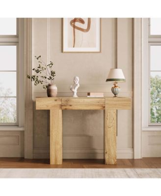 47" Narrow Console Table with Drawer, Farmhouse Wood Sofa Table for Entryway Hallway Behind Couch, Anti-Tip