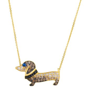 Chocolate Diamond Dachshund Dog Pendant Necklace (7/8 ct. t.w.) in 14k Yellow Gold