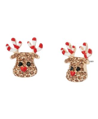 Glass Crystal Candy Cane Stud Earrings