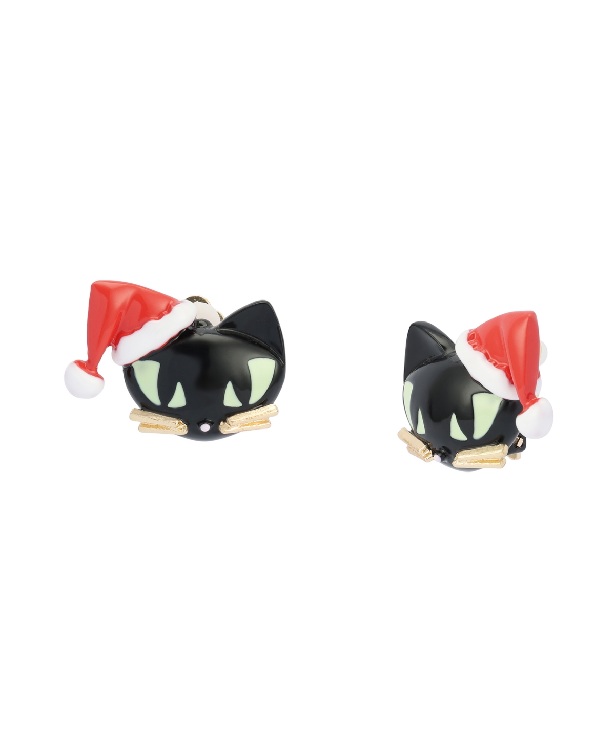 Betsey Johnson Women's Santa Cat Christmas Earrings - Black