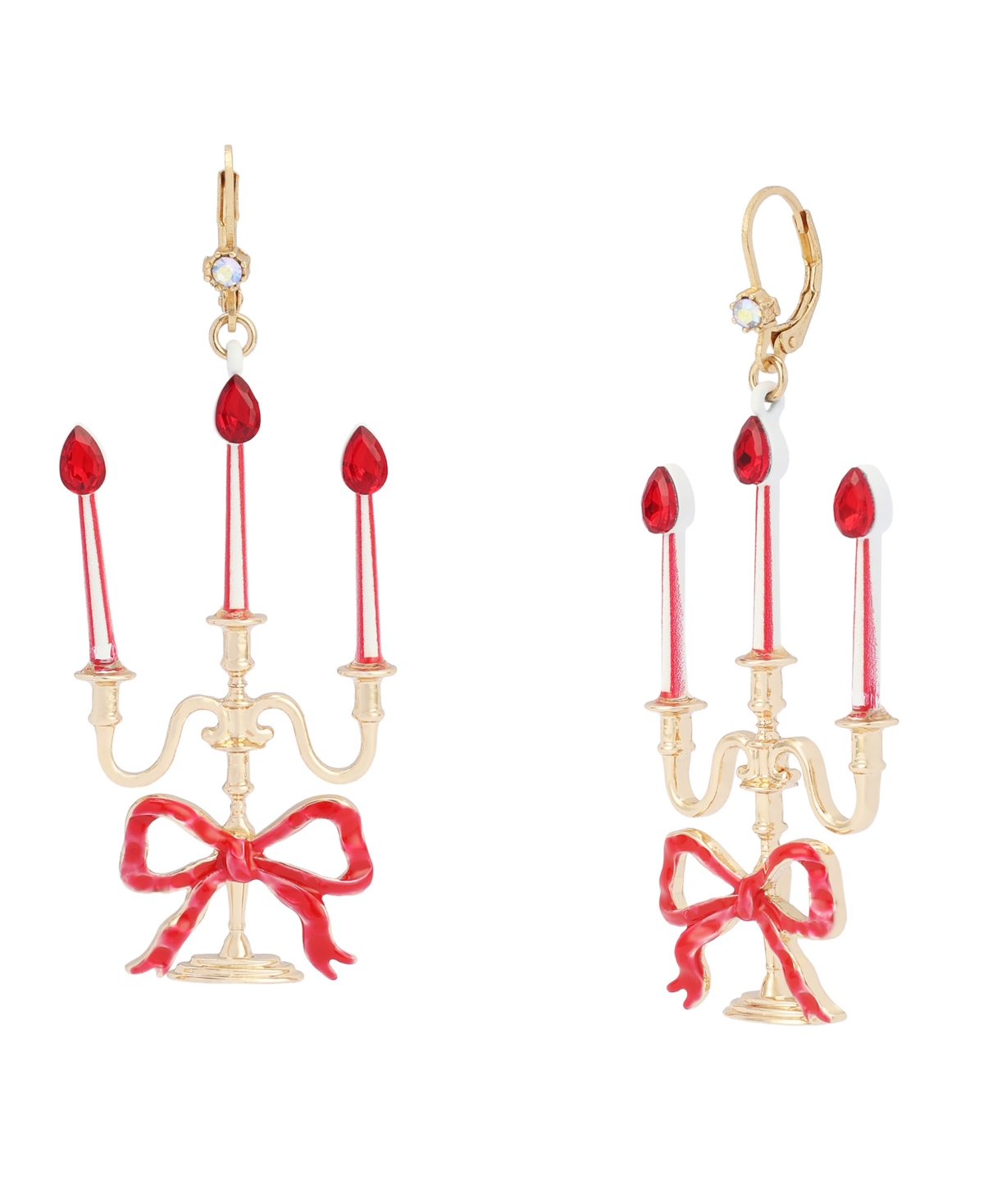 Betsey Johnson Gold-Tone Glass Crystal Drop & Chandelier Earrings