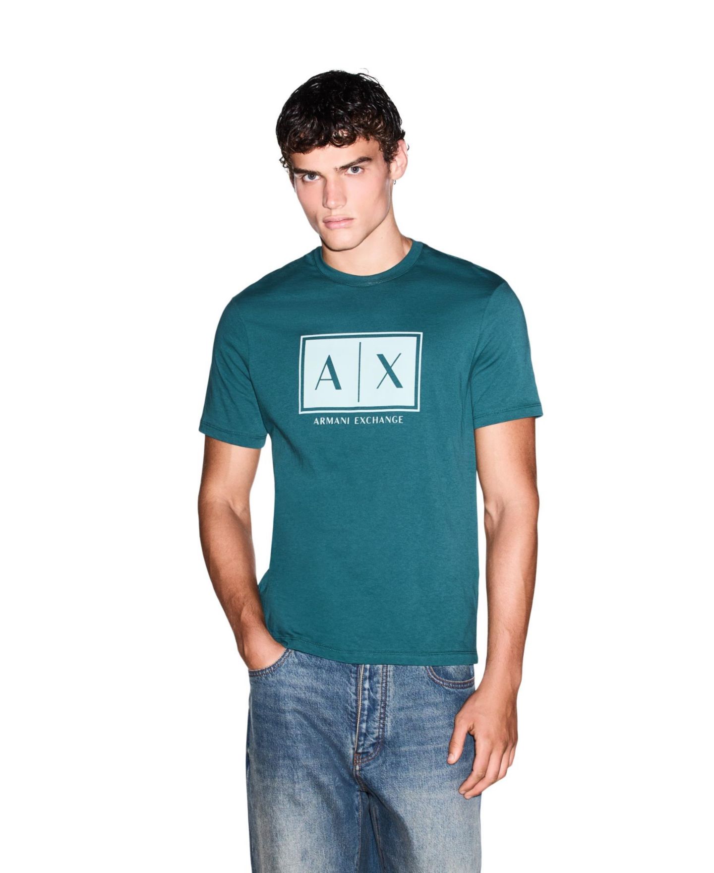Мужская футболка A|X Armani Exchange Box Logo, цвет: Alloy — фото 12