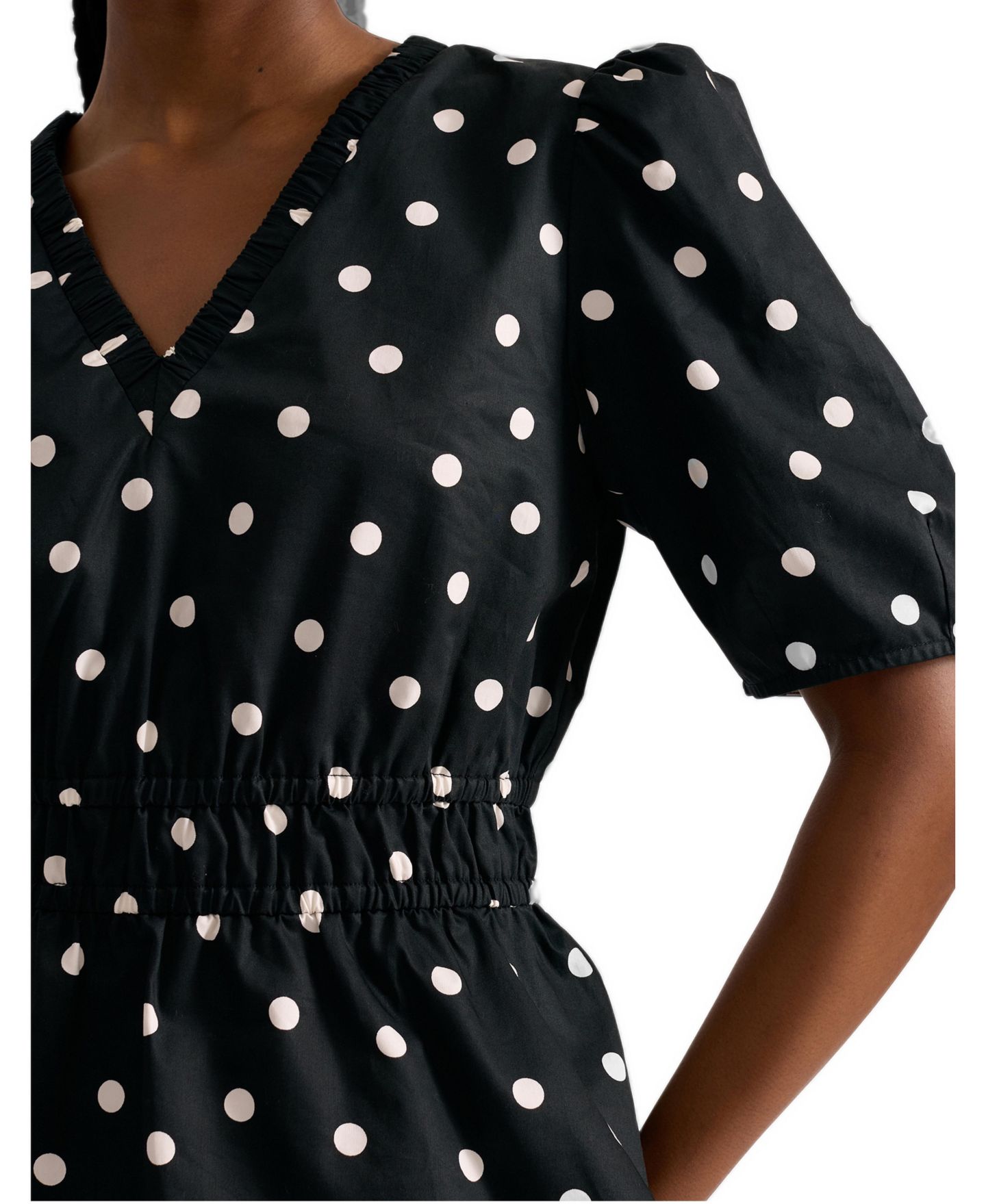 Женская блузка Albaray Polka-Dot Short-Sleeve V-Neck, цвет: Чёрный — фото 2