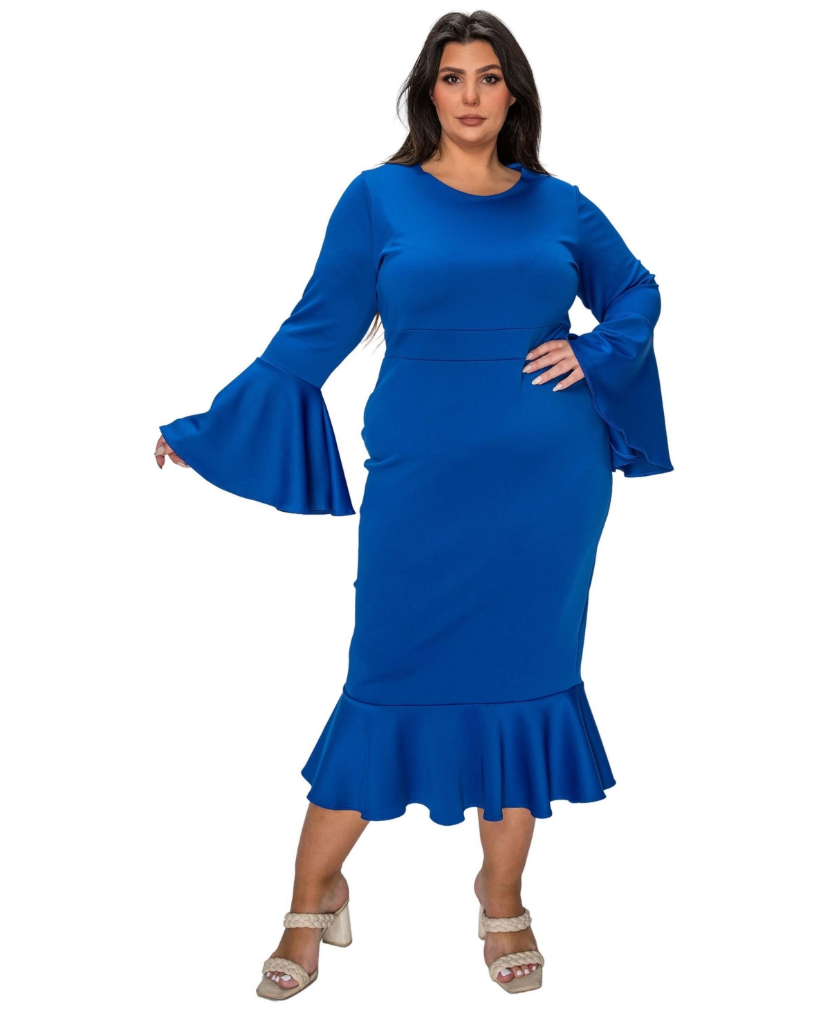 L I V D Women's Plus Size Sabrina Mermaid Hem Dress - Royal