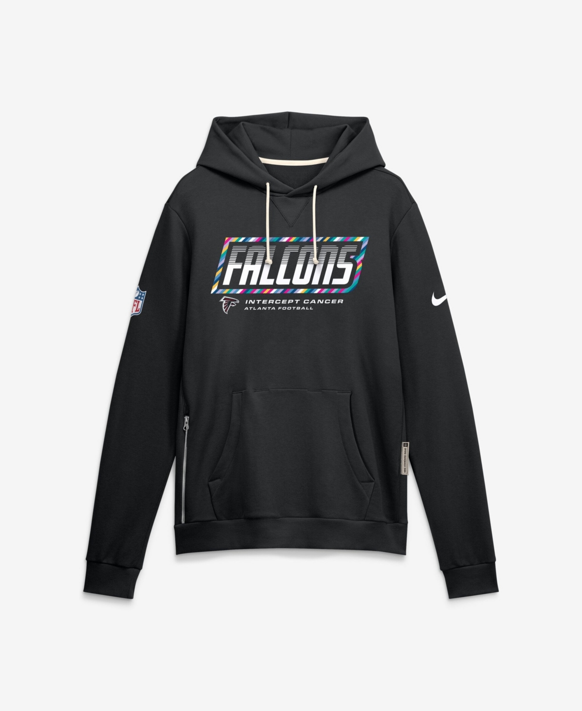 Atlanta Falcons Crucial Catch Sideline Standard Issue Nike Men's Dri-FIT NFL Pullover Hoodie in Black | 03AZ00AZU2-F9R