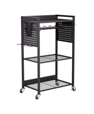 38.2 Inch 4-Tier Steel Adjustable Rolling Tool Organizer Cart with Drill Holder