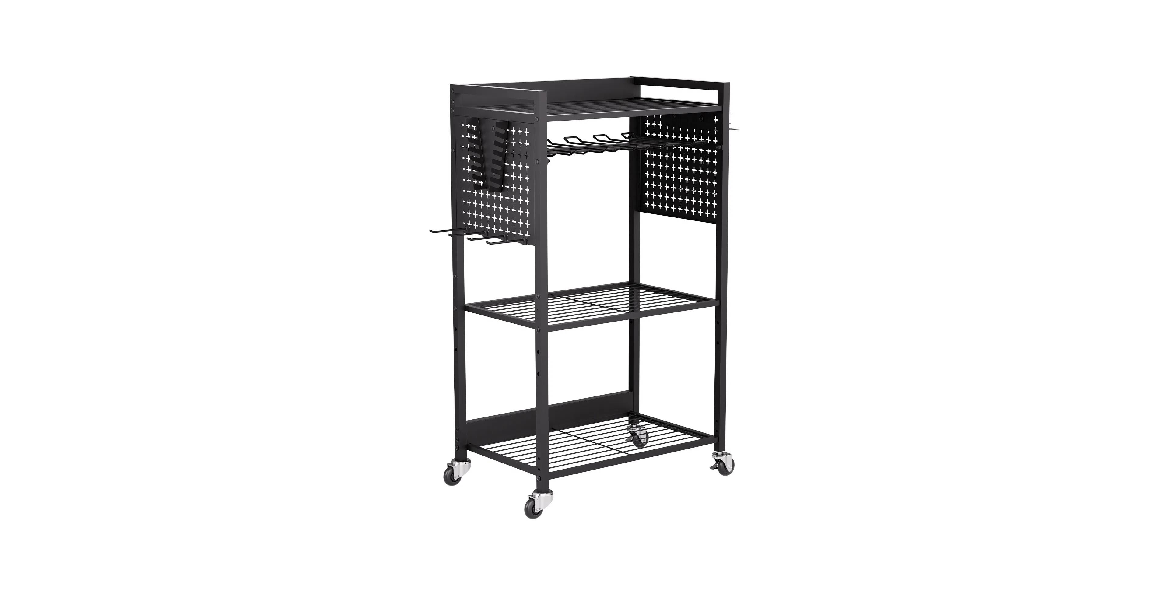 Viyet 38.2 Inch 4-Tier Steel Adjustable Rolling Tool Organizer Cart with Drill Holder