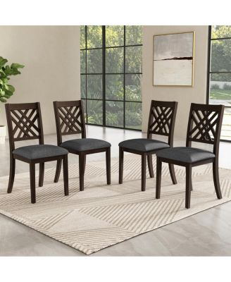 4-Piece Wooden Cross Back Dining Chairs Set